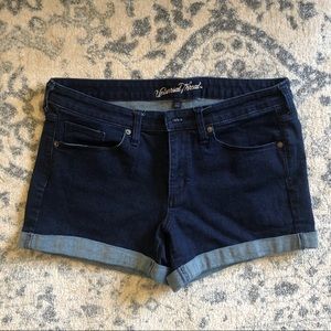 Cuffed dark wash jean short